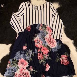 Boutique || striped + floral tunic